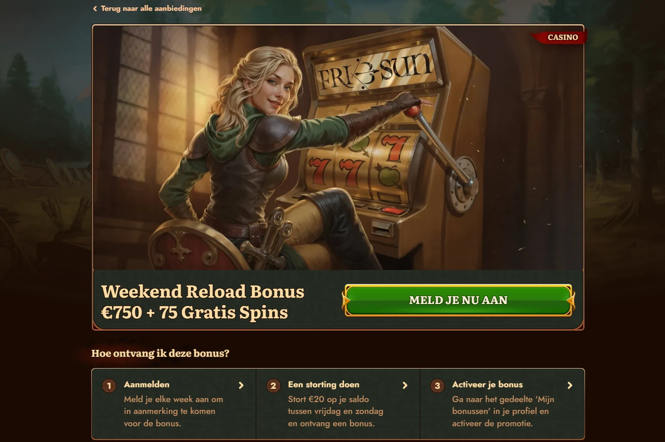 WildRobin promotiepagina met actuele casinoaanbiedingen